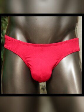 Mens Red Burgundy Wide Side Thong Cotton Handmade